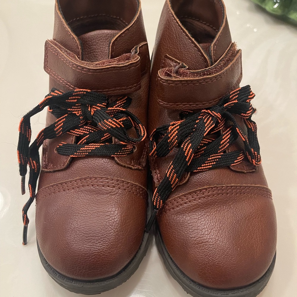 Carter's Brown Kids Boots with Black and Orange Laces size 11